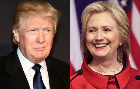 Tỷ phú Donald Trump và bà Clinton.